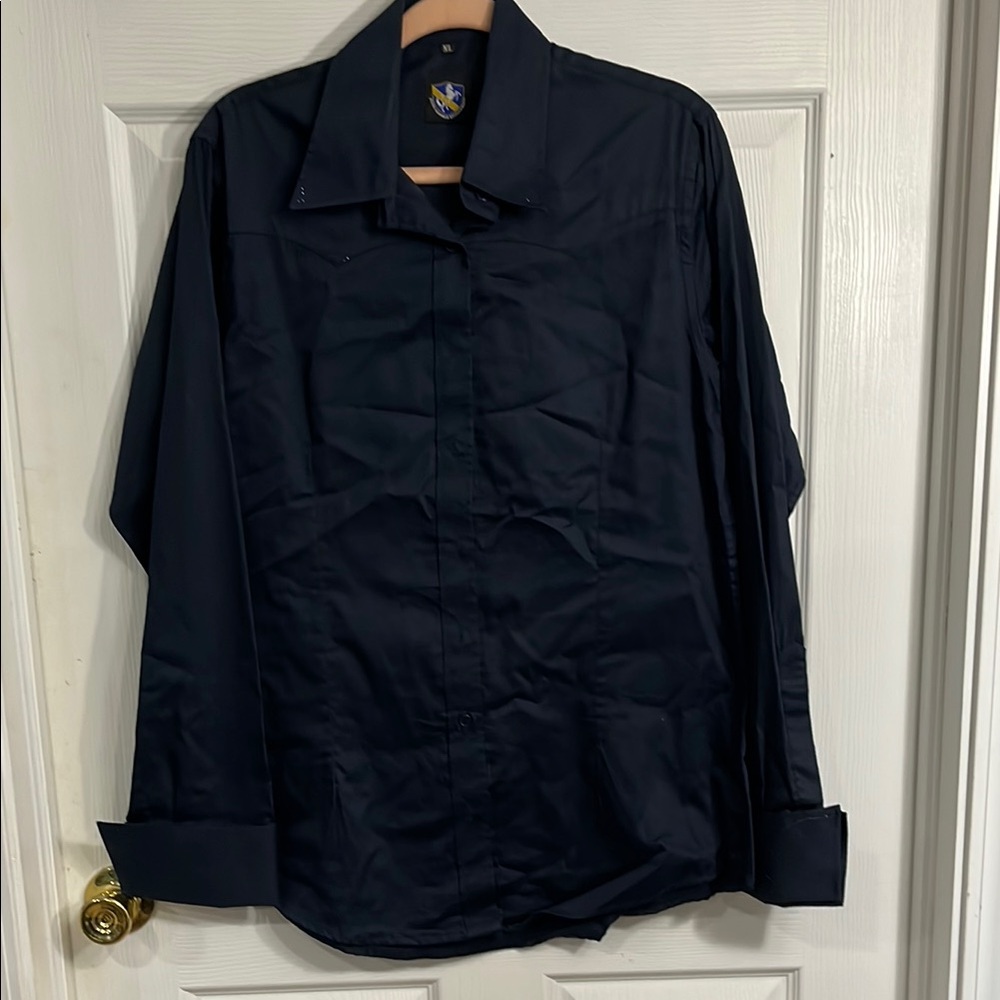 Classic Blue Button Down Shirt with Full-Length Sleeves